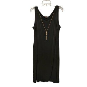 JM Studio John Meyer Black Slinky Fabric Midi Dress with‎ Necklace Size 2X